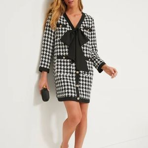 Short Black and White Houndstooth Dress